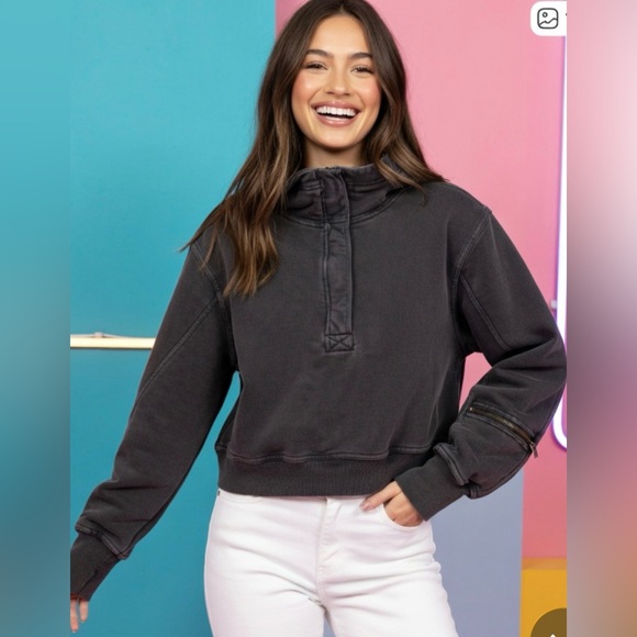 free people movement Tops - FP Movement by Free People Charcoal Pullover Hoodie